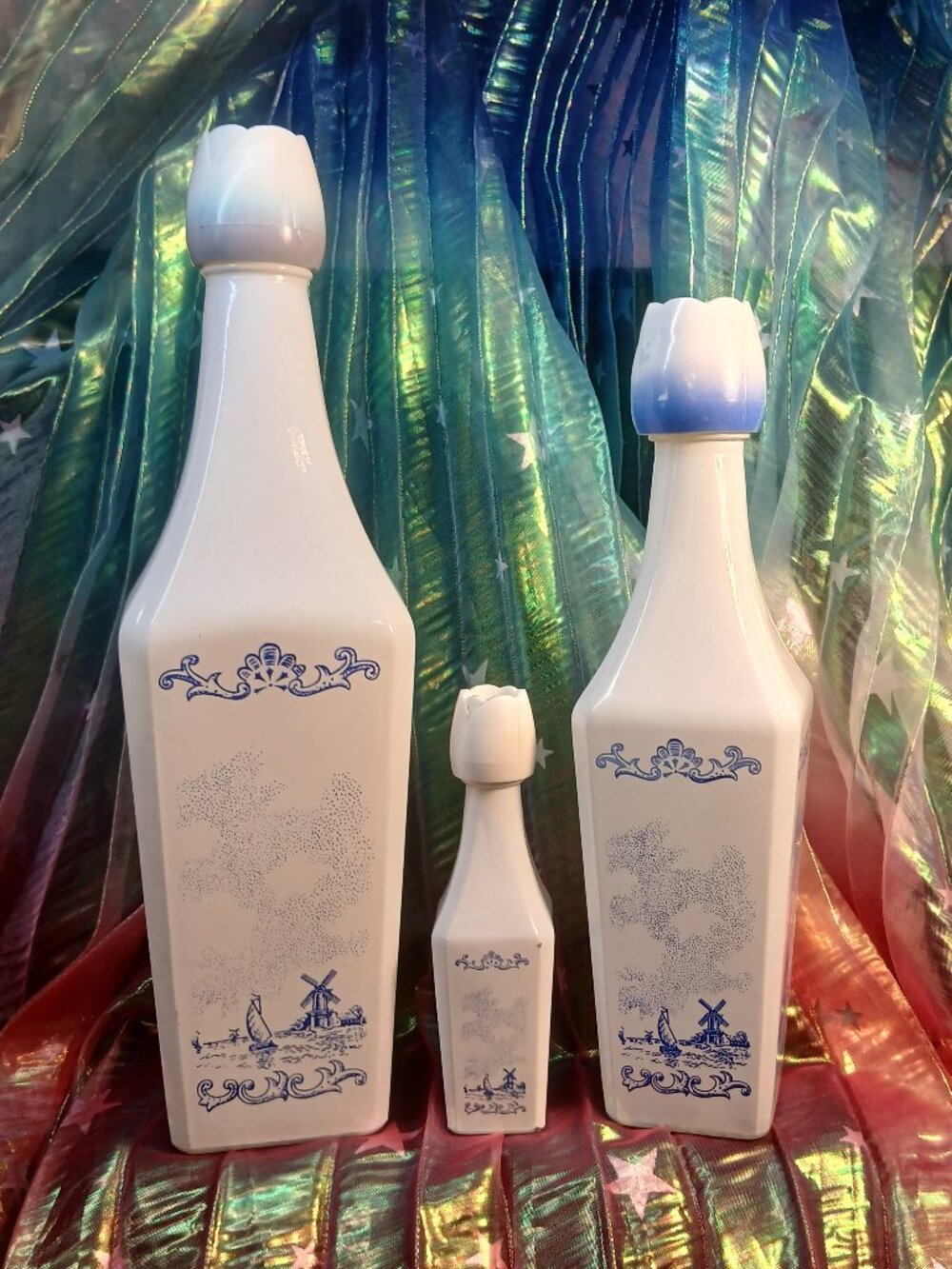 Set of 3 EMPTY Vintage VANDERMINT Liqueur Decanter Bottles